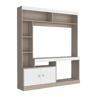 Estante Tv 65 1806X180X303 Cm Café Claro Y Blanco