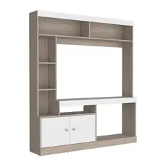 FMFURNITURE - Estante Tv 65 1806X180X303 Cm Café Claro Y Blanco
