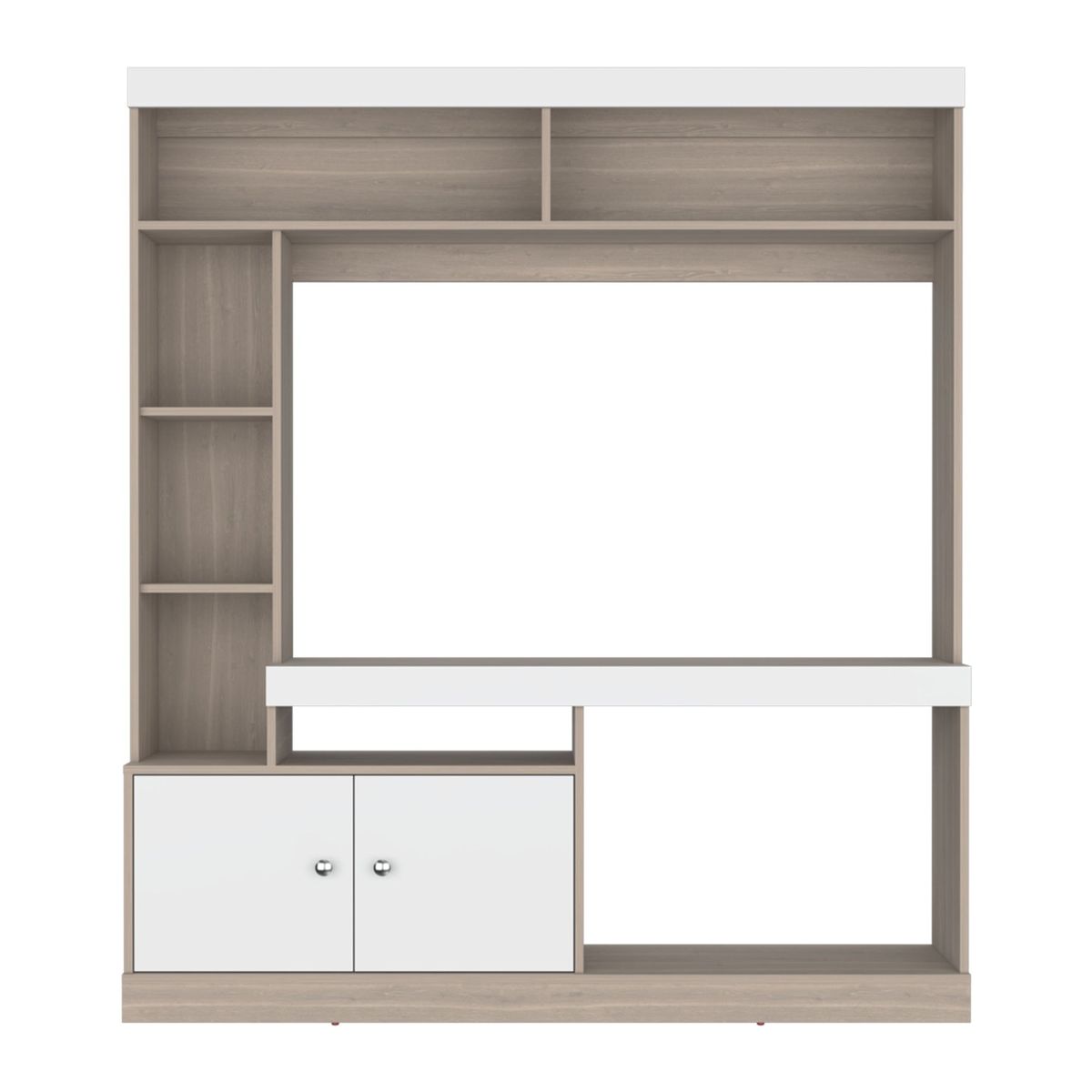 FMFURNITURE - Estante Tv 65 1806X180X303 Cm Café Claro Y Blanco