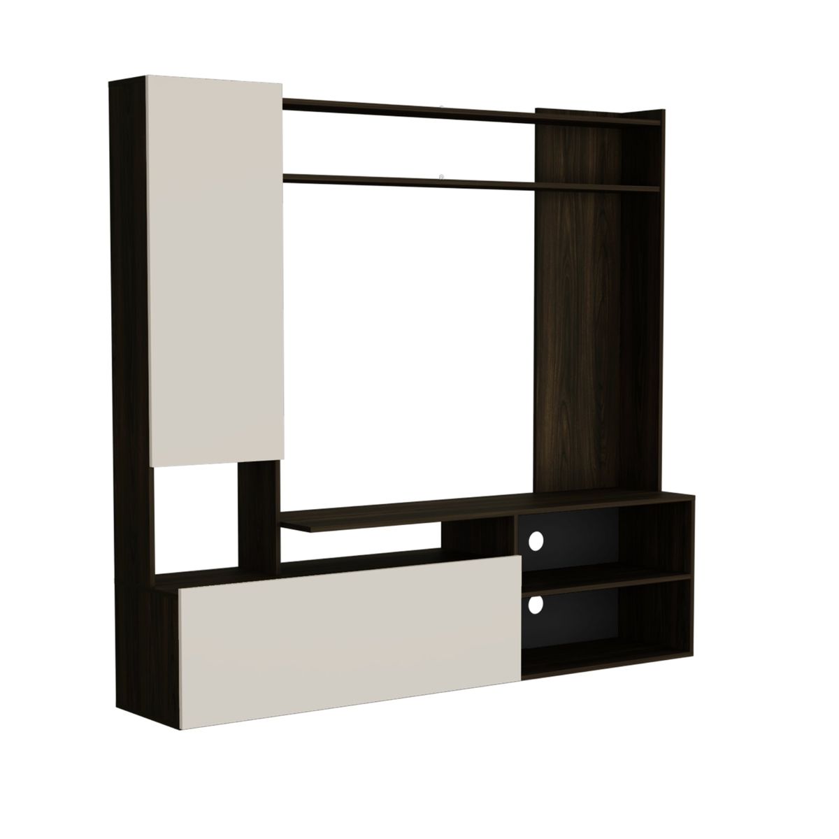FMFURNITURE - Estante Tv 70 2 Puertas 167X1786X365 Cm Beige Y Café Oscuro