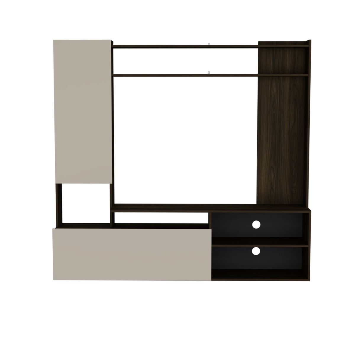 FMFURNITURE - Estante Tv 70 2 Puertas 167X1786X365 Cm Beige Y Café Oscuro