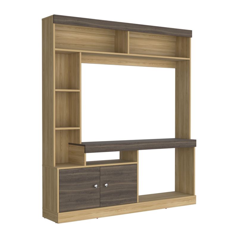 FMFURNITURE - Estante Tv 65 1806X180X303 Cm Café Claro Y Café Oscuro