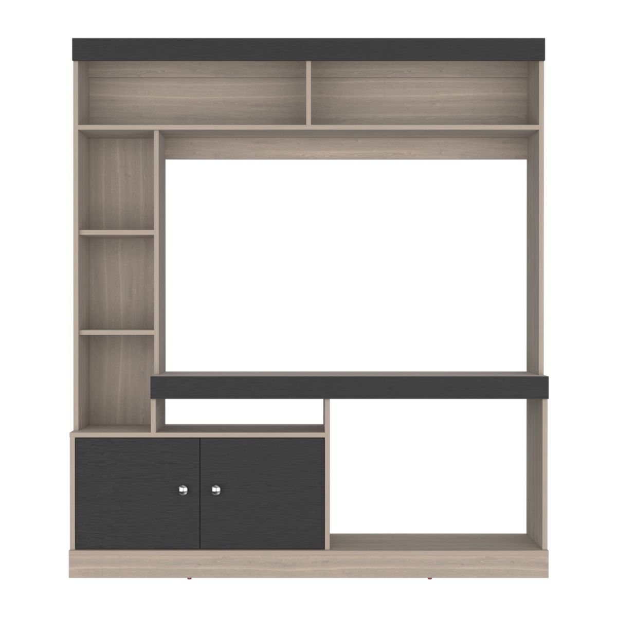 FMFURNITURE - Estante Tv 65 1806X180X303 Cm Café Beige Y Negro