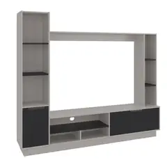 FMFURNITURE - Estante Tv 60 2 Puertas Beige Y Negro