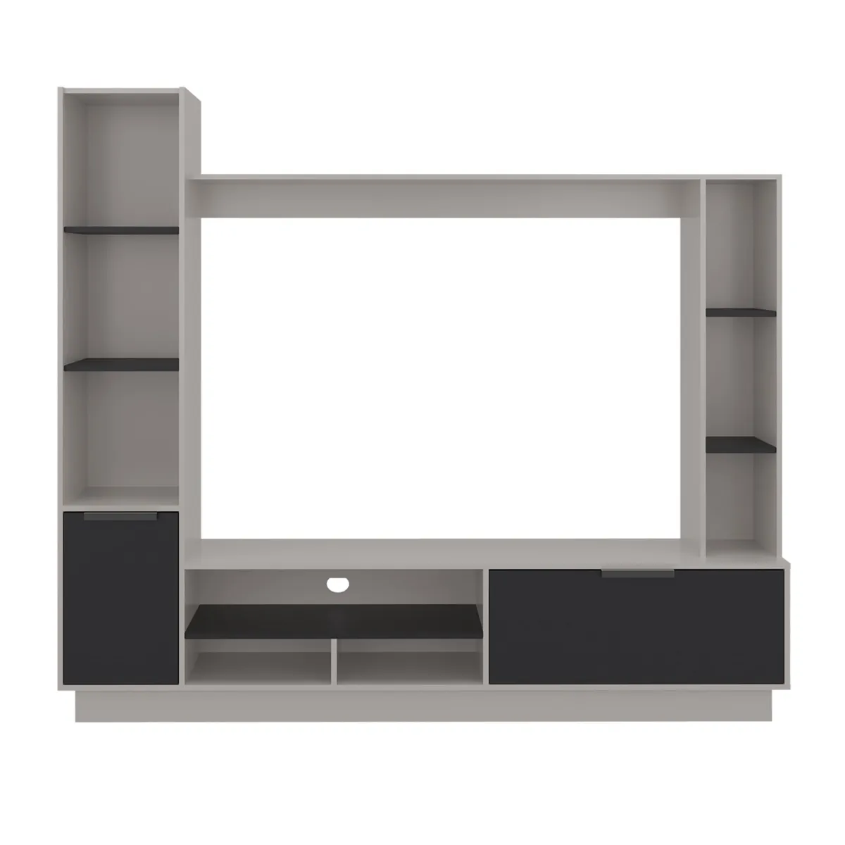 FMFURNITURE - Estante Tv 60 2 Puertas Beige Y Negro