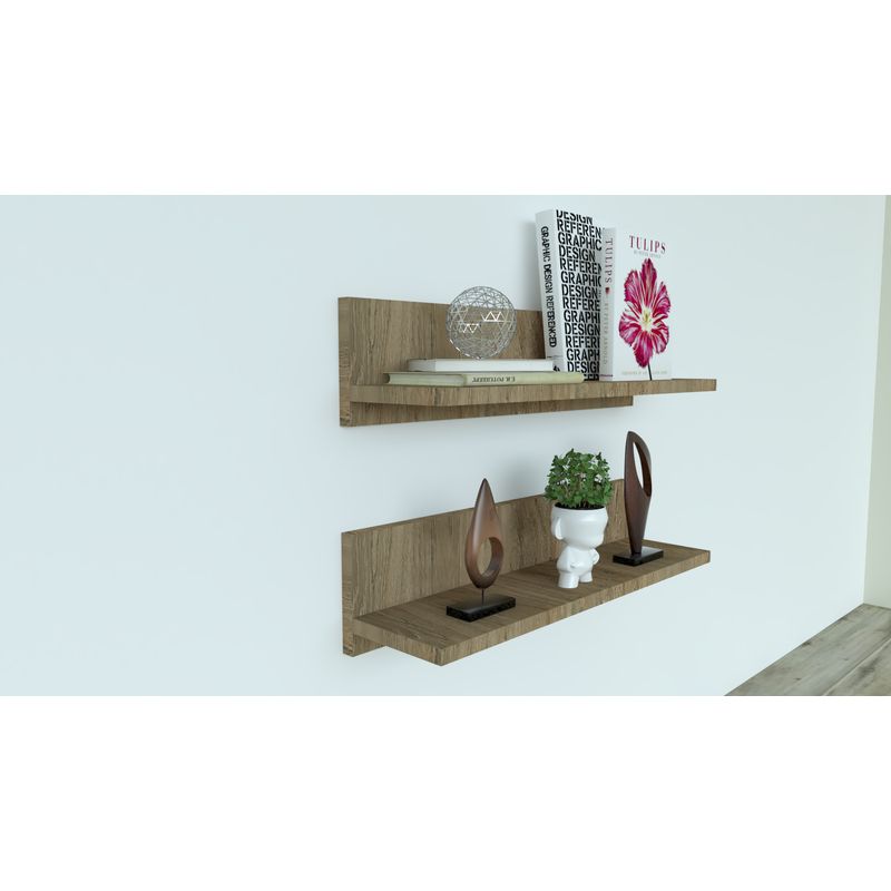GENERICO - Set 2 Repisas Flotantes Melamina Roble Madera T  Ackerman 50cmx10cmx12cm