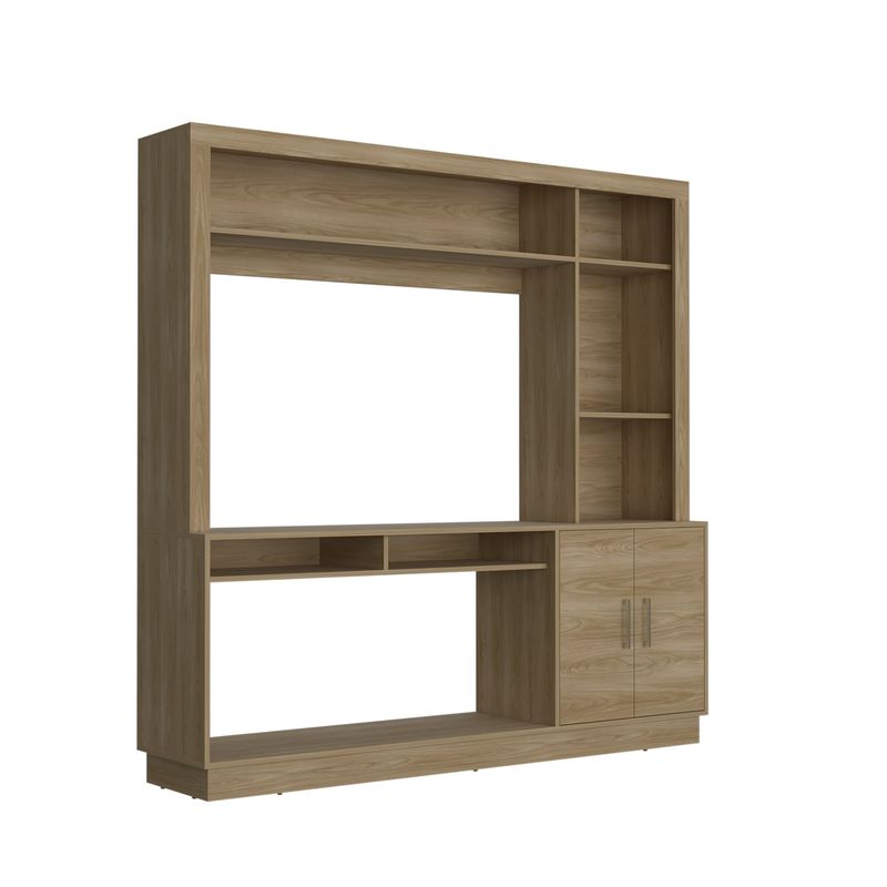 FMFURNITURE - Estante Tv 55 2 Puertas Café Claro