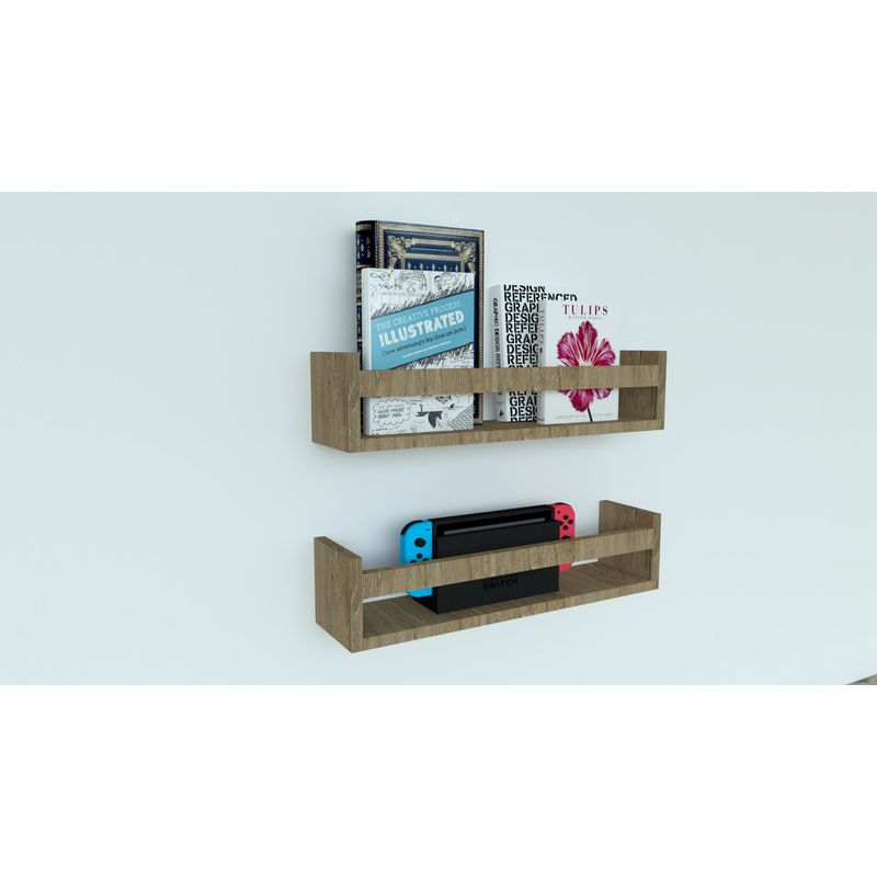 GENERICO - Set 2 Repisas Flotantes Corchete Blanco 50cmx12cmx10cm