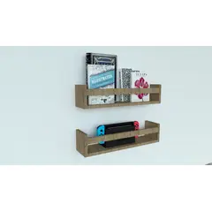 GENERICO - Set 2 Repisas Flotantes Corchete Blanco 50cmx12cmx10cm