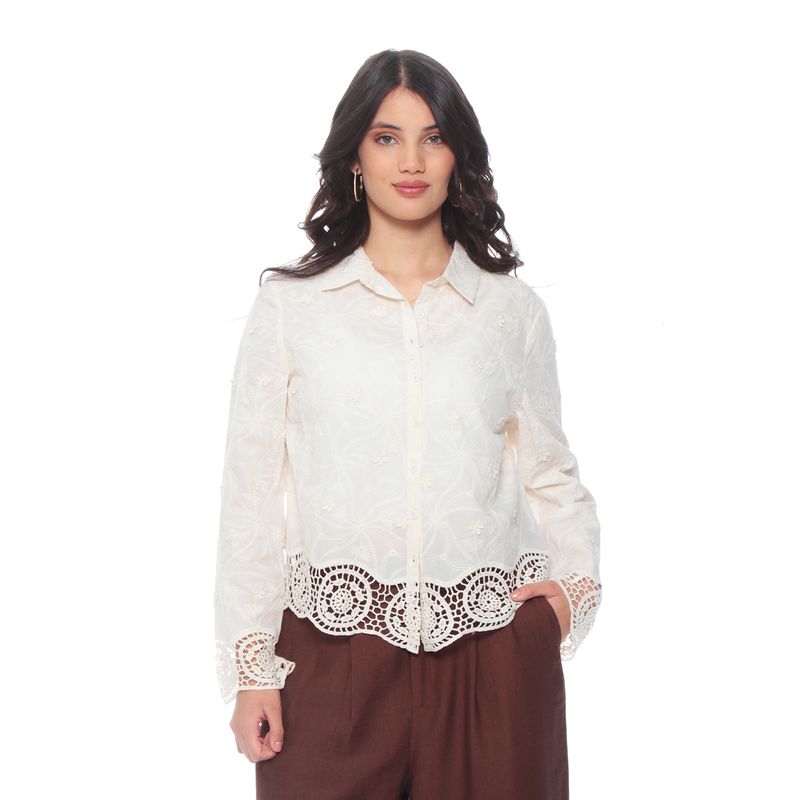 WADOS - BLUSA MANGA LARGA EMBROIDERY ABOTONADA EN EL DELANTERO