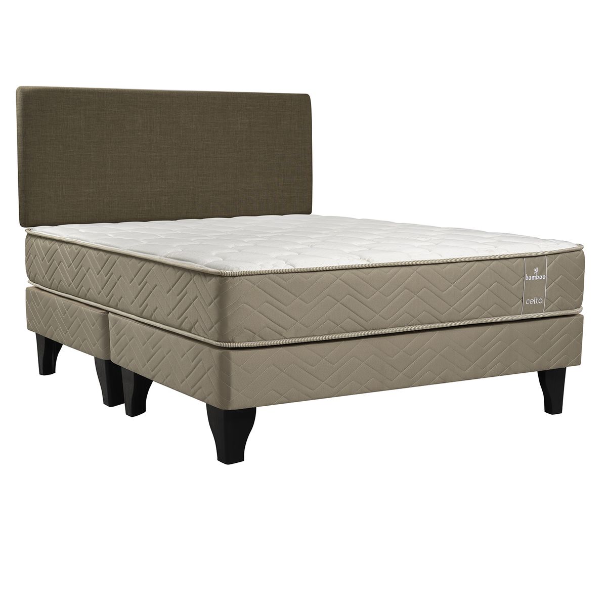 CELTA - Cama Europea Bamboo 2 plazas base dividida + Respaldo