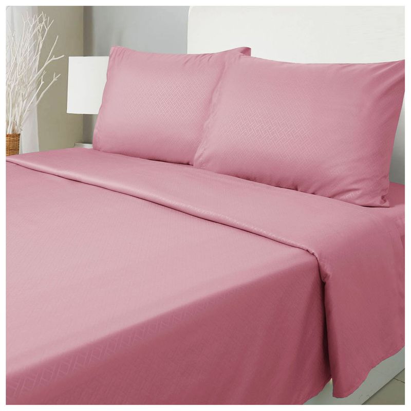 KEYHOME - Juego de Sábanas Embossed Microfibra Rosa 1.5 Plaza