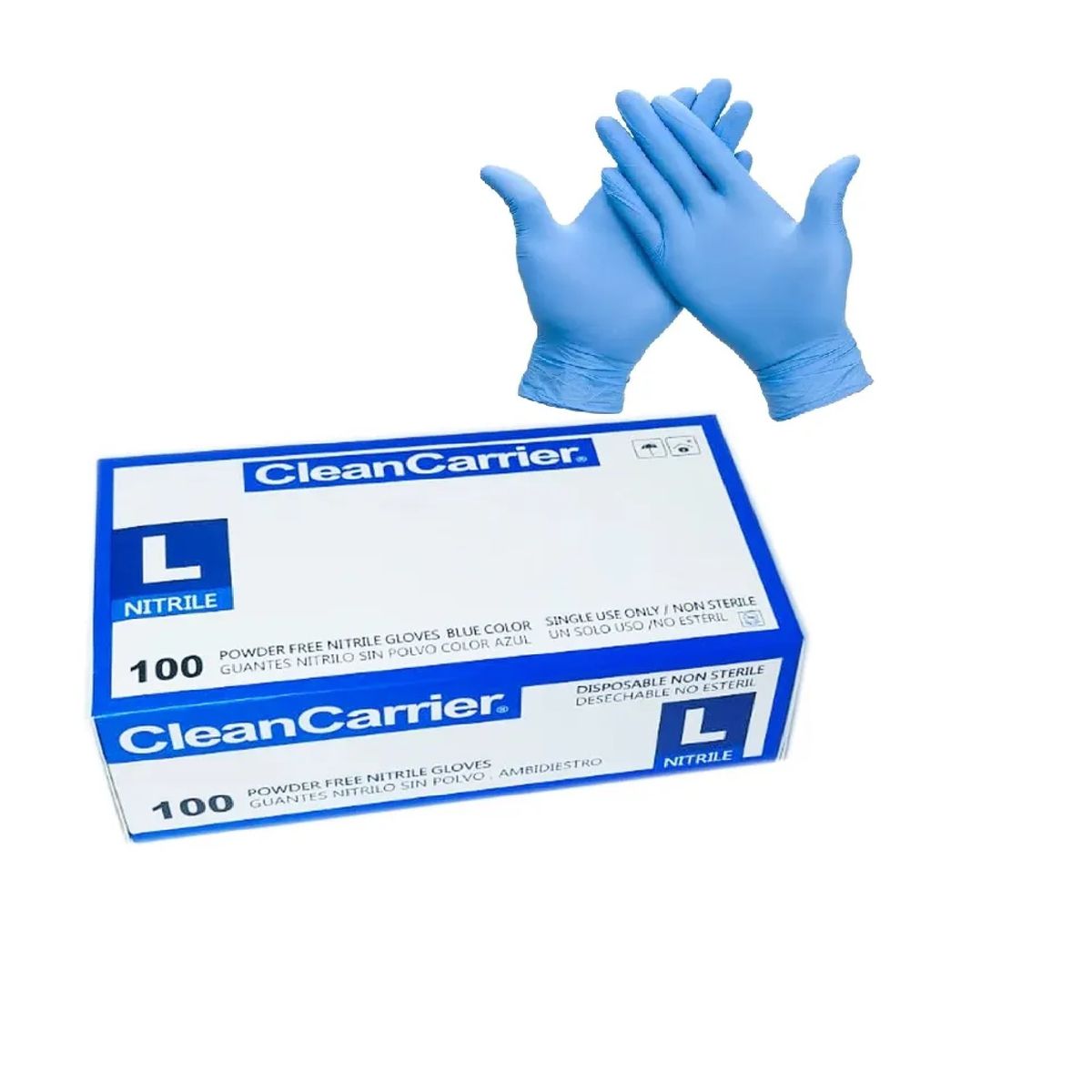 CLEANCARRIER - Guantes Nitrilo Azul Talla L Cleancarrier Pack X 500 Uni