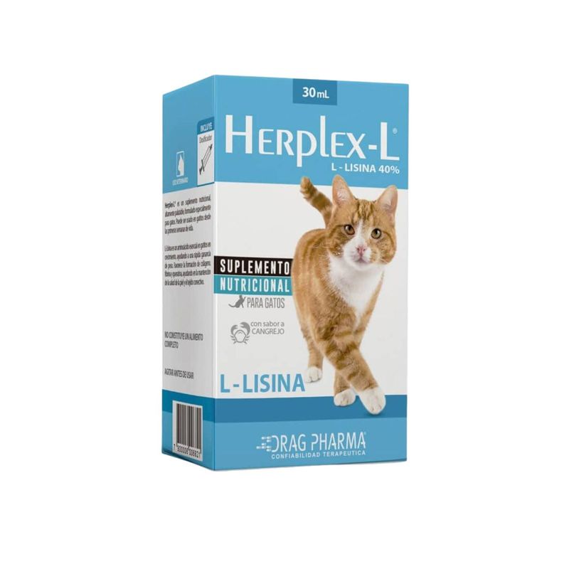 DRAG PHARMA - Herplex L Lisina 30ml Suplemento Para Gatos Dragpharma