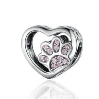 Charm Rosa Huella Perrito en Plata 925