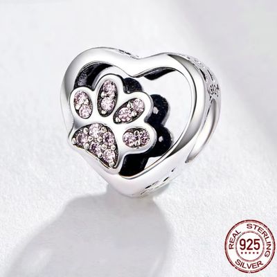 Imagen 2 del producto Charm Rosa Huella Perrito en Plata 925