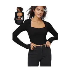 GARSIL - Crop Top De Mujer - Manga Larga Y Escote En Espalda