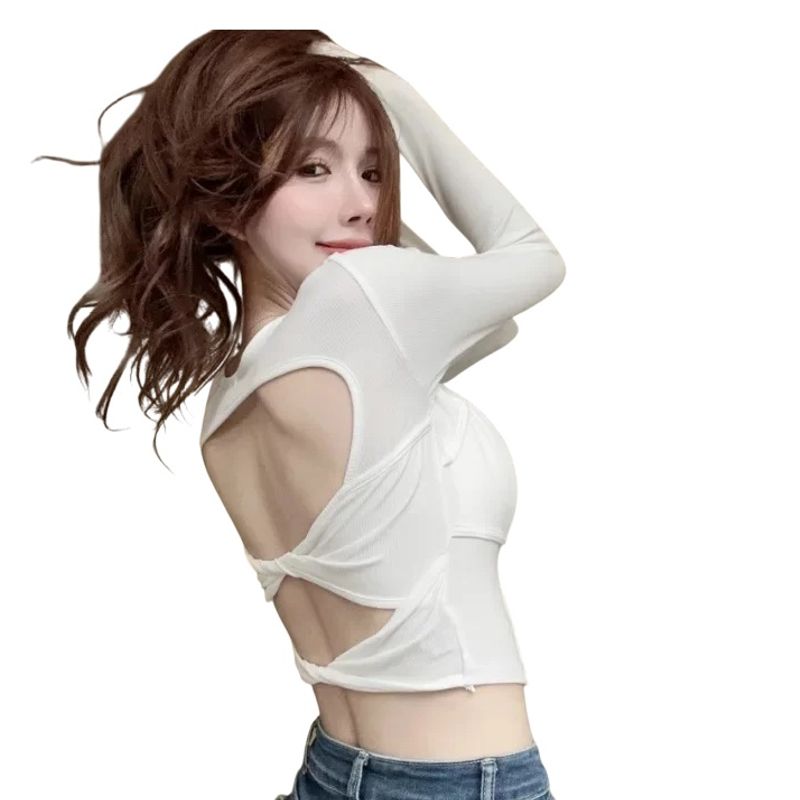 GARSIL - Crop Top De Mujer - Manga Larga Y Escote En Espalda