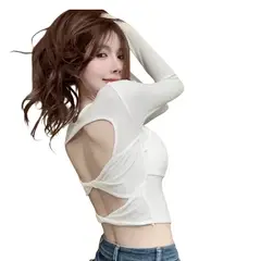 GARSIL - Crop Top De Mujer - Manga Larga Y Escote En Espalda