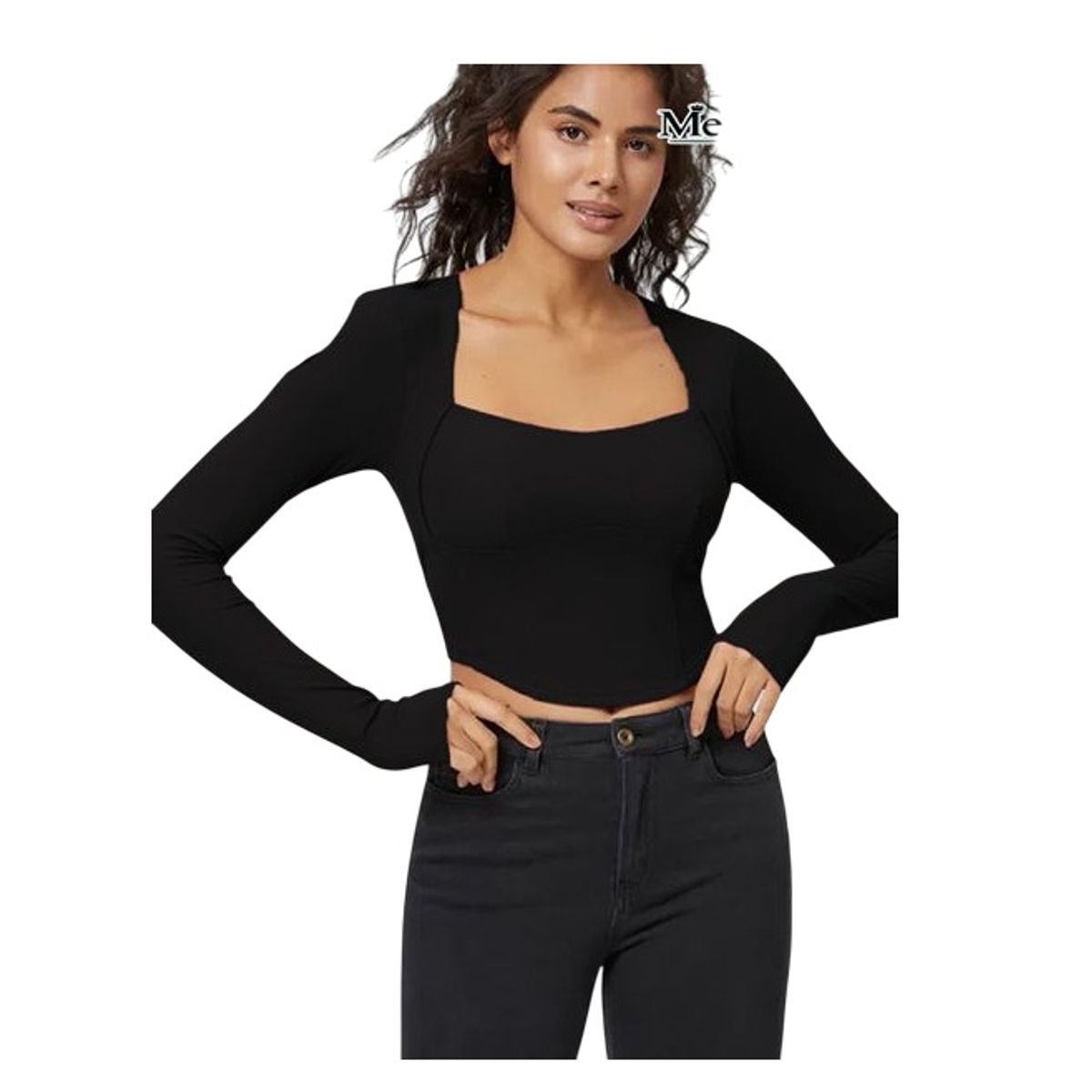 GARSIL - Crop Top De Mujer - Manga Larga Y Escote En Espalda