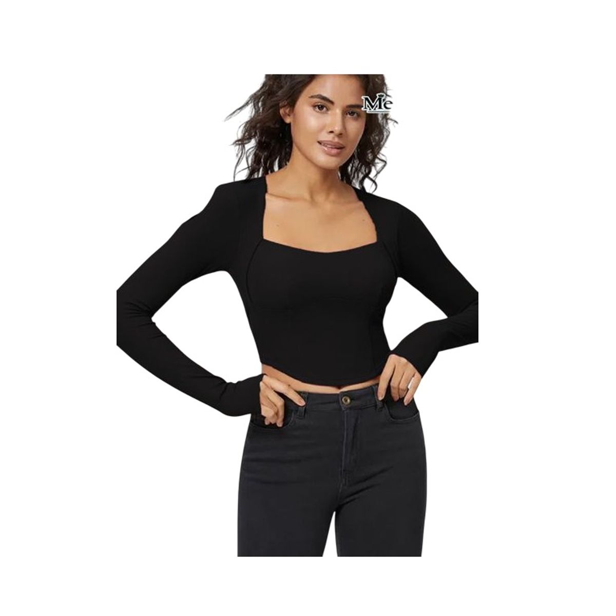 GARSIL - Crop Top De Mujer - Manga Larga Y Escote En Espalda