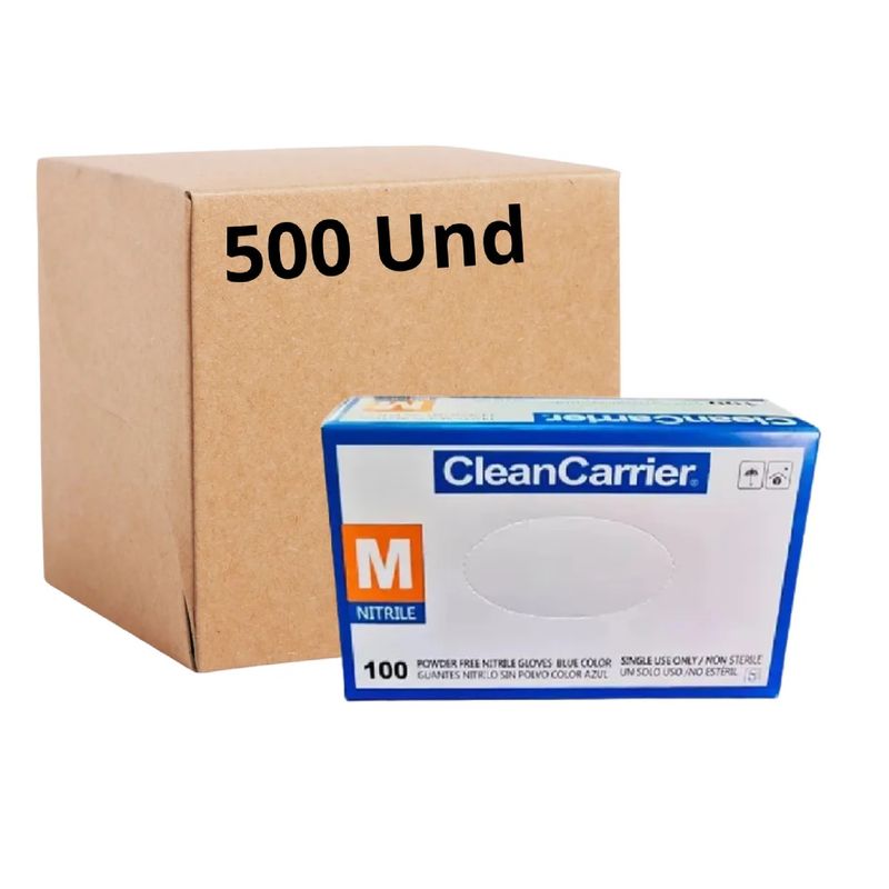 CLEANCARRIER - Guantes Nitrilo Azul Cleancarrier Talla M Pack X 500 Uni