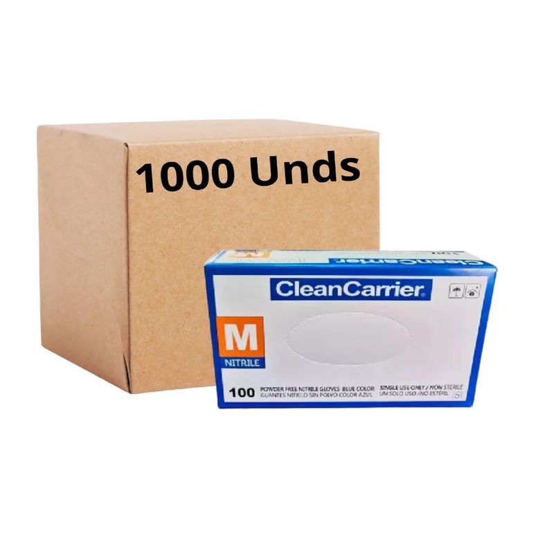 CLEANCARRIER - Guantes Nitrilo Azul Cleancarrier Talla M Pack X 1000 Uni
