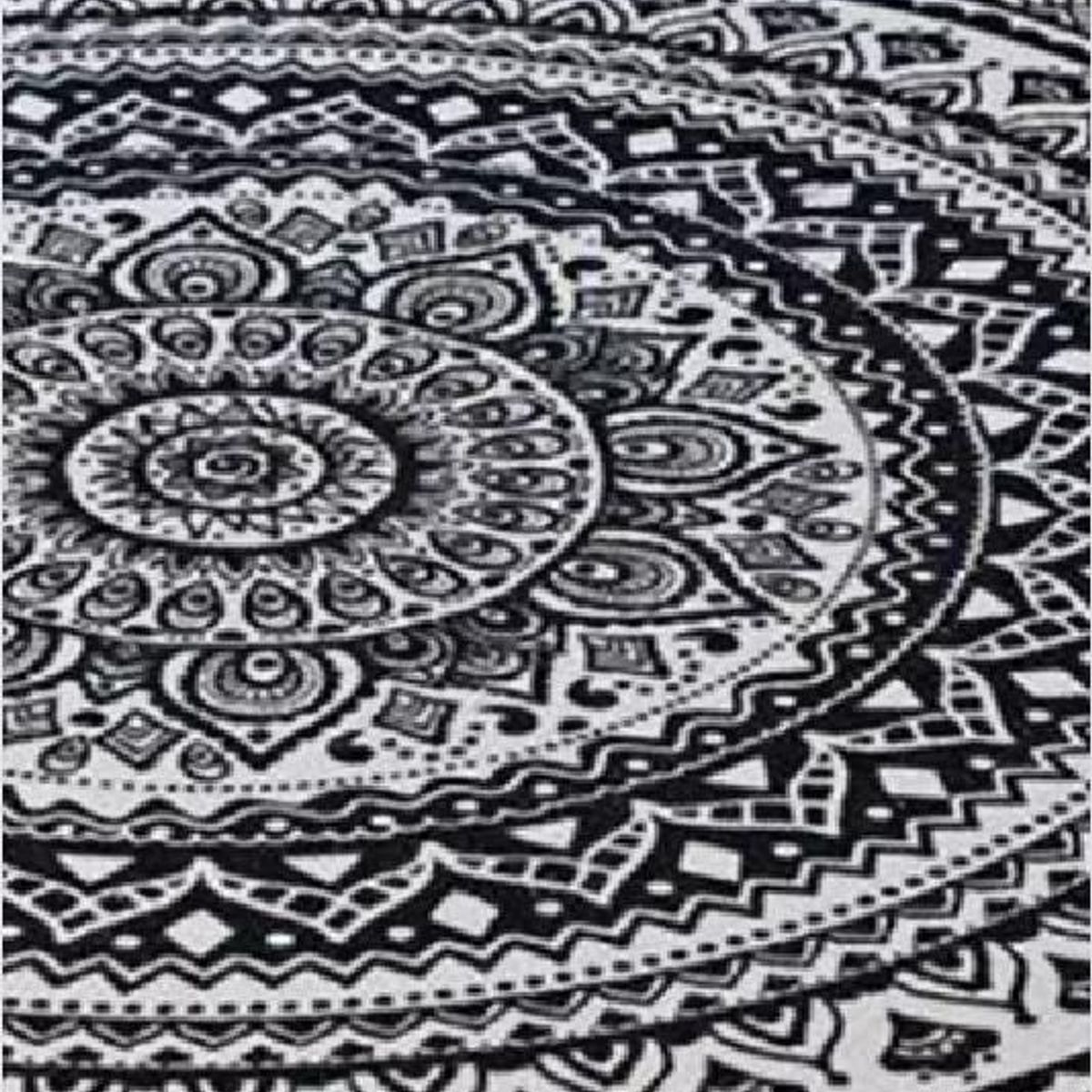 GENERICO - Alfombra Redonda 120 cm Quilín de LinoAlgodón Negro