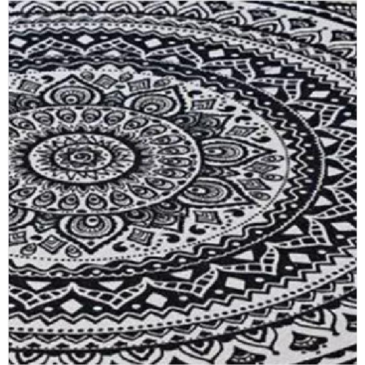 GENERICO - Alfombra Redonda 120 cm Quilín de LinoAlgodón Negro