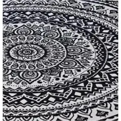 GENERICO - Alfombra Redonda 120 cm Quilín de LinoAlgodón Negro