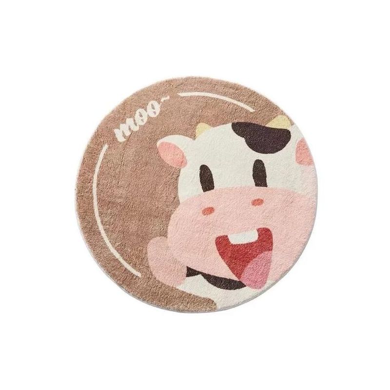 GENERICO - Alfombra Redonda 100 cm Super Suave Vaca