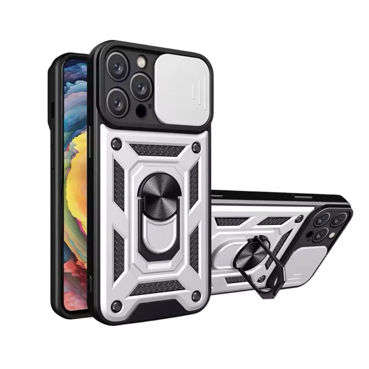 JOIGO - Carcasa Armor Con Anillo Para iPhone 16 Pro Gris