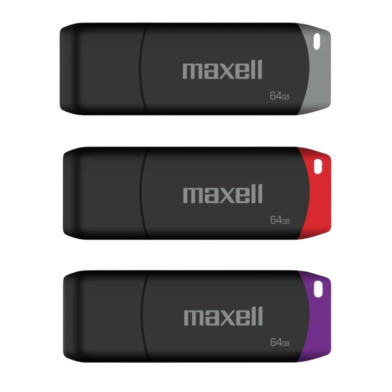 MAXELL - Pack 3 Pendrive Usbpd 64gb 2.0 Colores