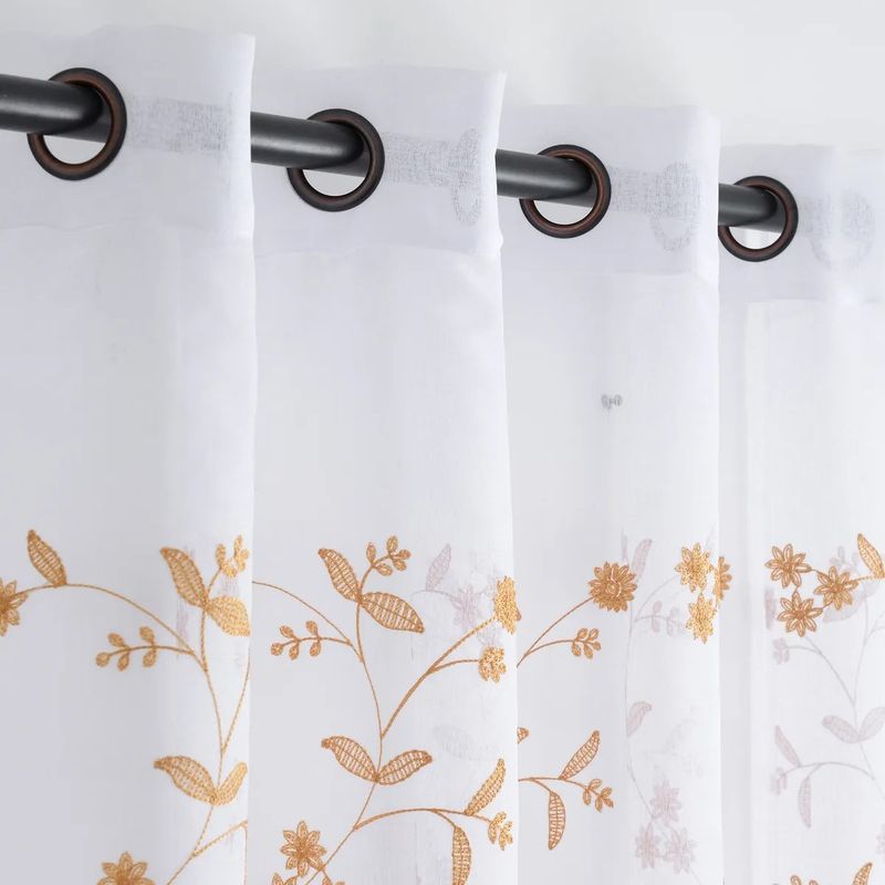 OKAY - Visillo Lino Brodado Con Argolla 140x220 Cm 2 Paño