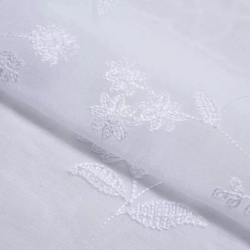 GENERICO - Visillo Lino Brodado Con Argolla 140x220 Cm 2 Paño
