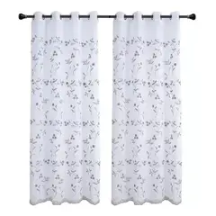 OKAY - Visillo Lino Brodado Con Argolla 140x220 Cm 2 Paño