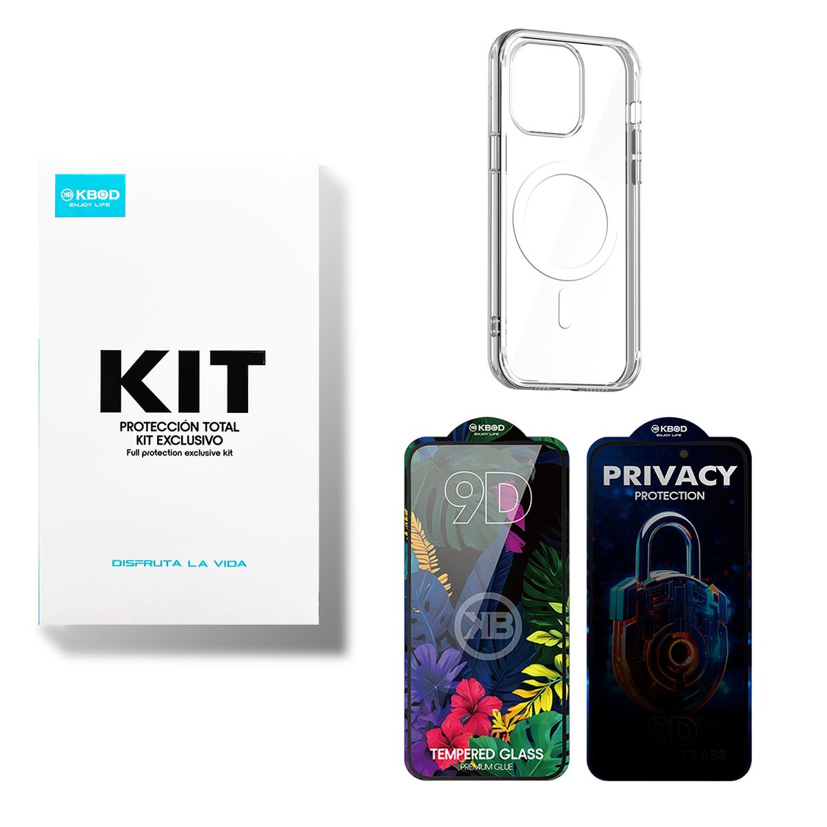 KBOD - Kit Carcasa Magnetic + Lamina Vidrio + Antiespia Para iPhone 16