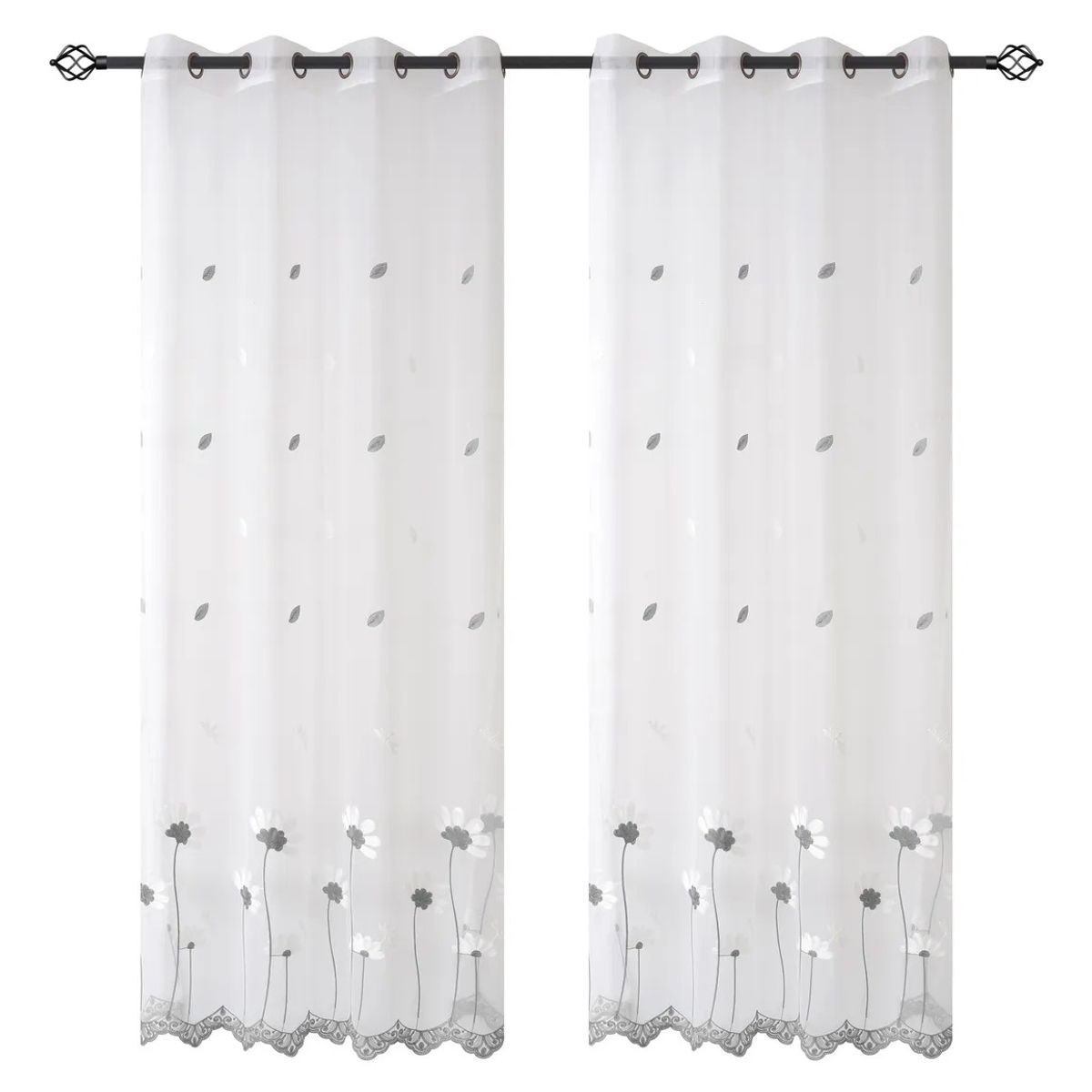 OKAY - Visillo Velo Brodado Con Argolla 140x220 Cm 2 Paño