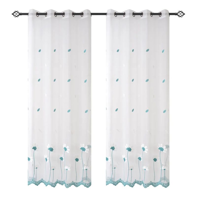 GENERICO - Visillo Velo Brodado Con Argolla 140x220 Cm 2 Paño
