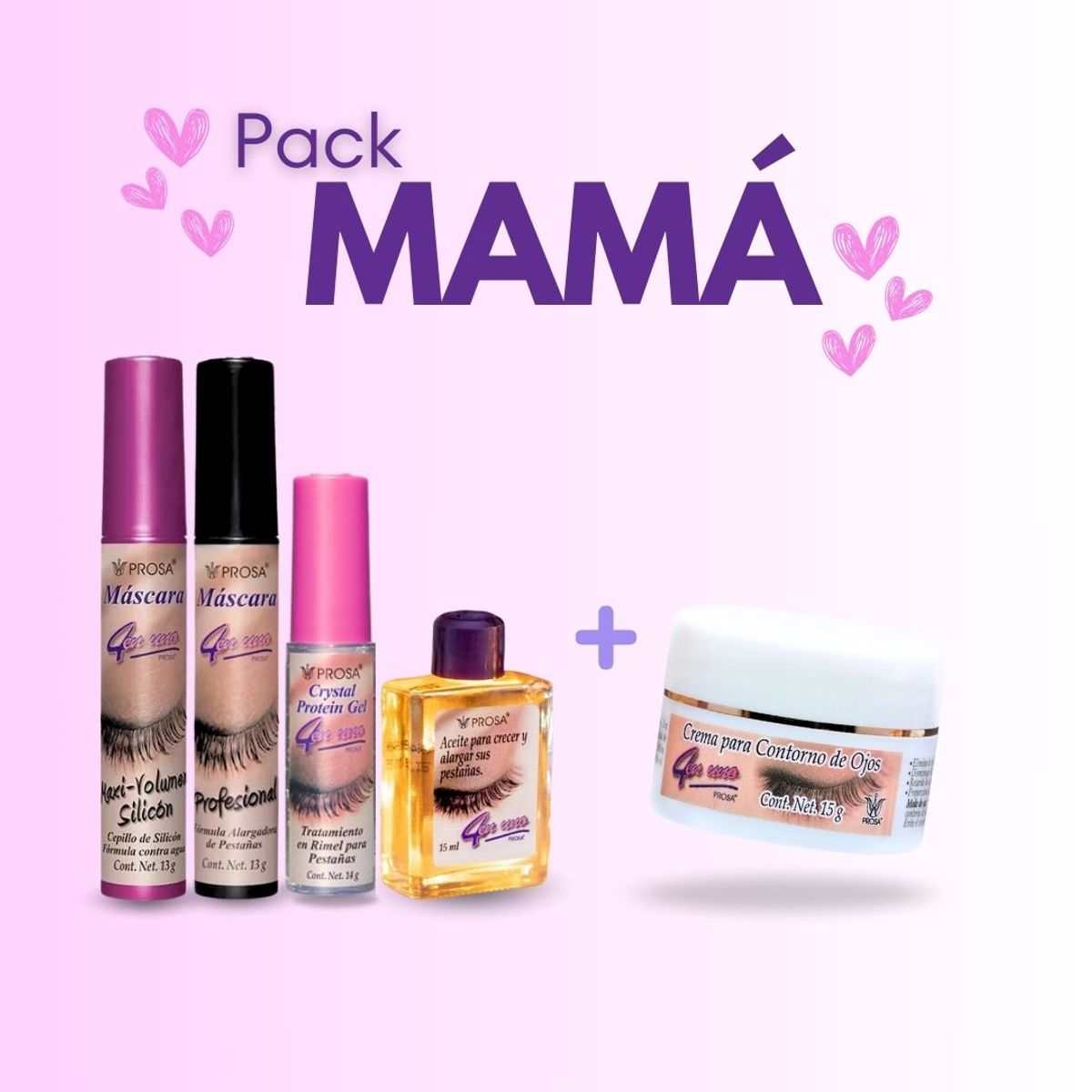 PROSA NATURAL - Pack Mama x5 Volumen Silicon + Profesional + Crystal + Aceite + Crema