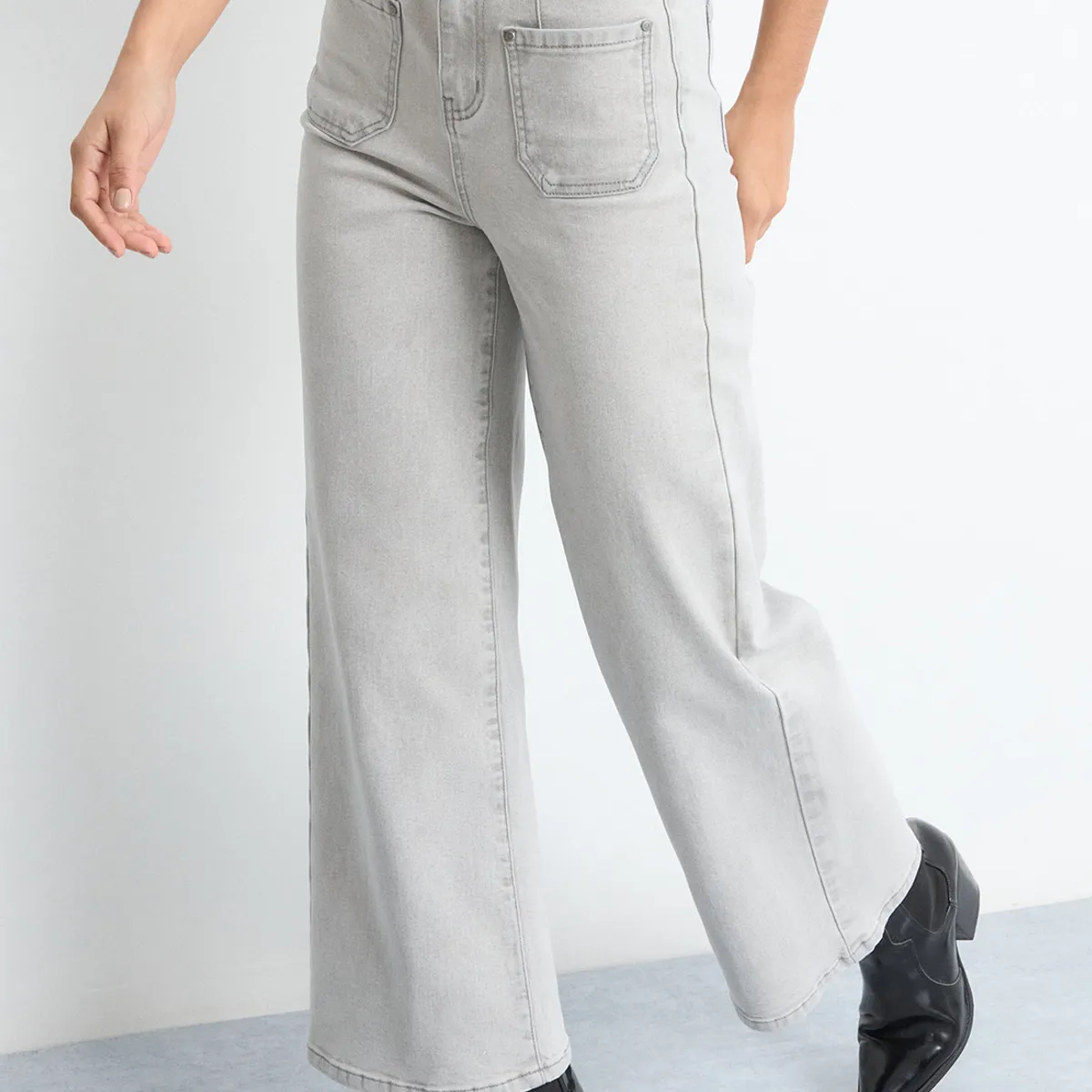 IO - Jeans Wide Leg Mujer Gris Io