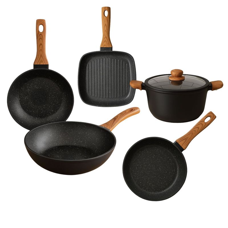 KEEP - Set Cocina Olla + Grill + 2 Sartenes + Wok Granite Line Keep