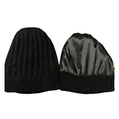 MARINA COLORINA - Gorro de lana con interior de satén negro