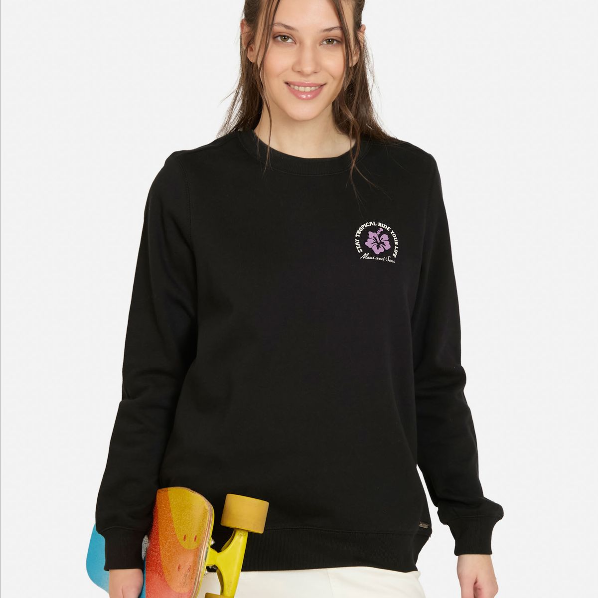 MAUI AND SONS - Poleron CR Coastira Negro Mujer Maui And Sons - Negro