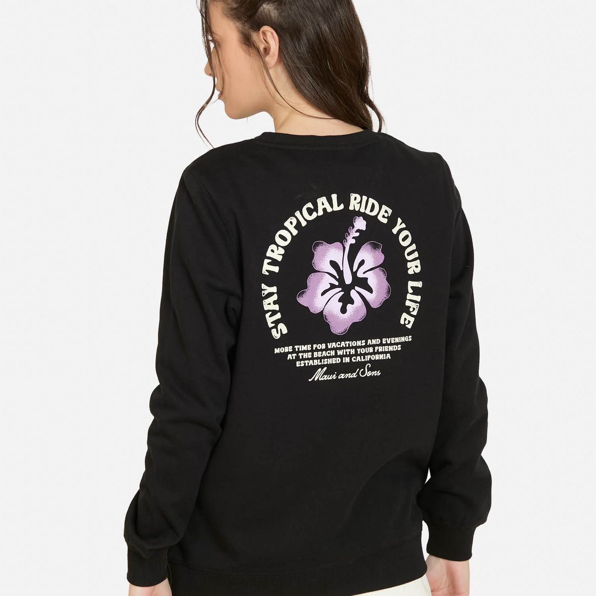 MAUI AND SONS - Poleron CR Coastira Negro Mujer Maui And Sons - Negro