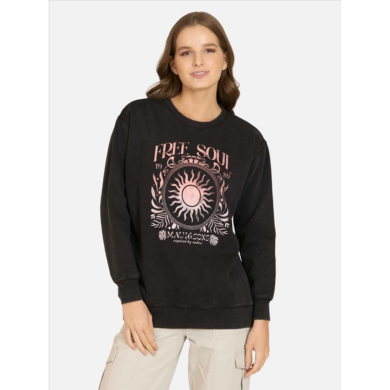 MAUI AND SONS - Poleron CR Tropalya Negro Mujer Maui And Sons - Negro