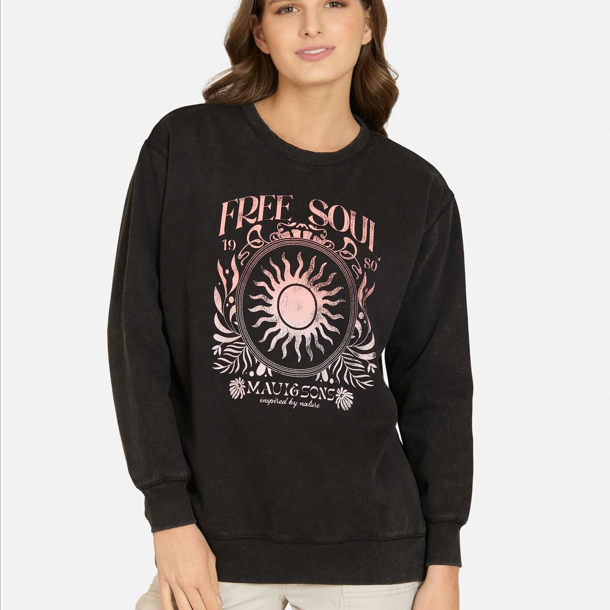 MAUI AND SONS - Poleron CR Tropalya Negro Mujer Maui And Sons - Negro