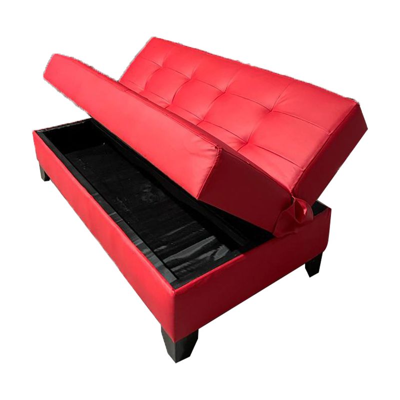 MUEBLES HVM - Futon Cama Baul Patagonia Rojo Cuero Pmadera