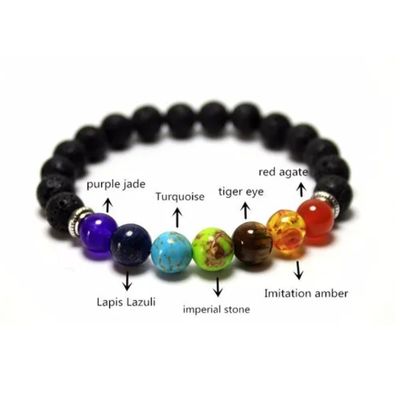 Imagen 2 del producto Pulsera De Hombre Y Mujer Piedra Volcanica 7 Chakras
