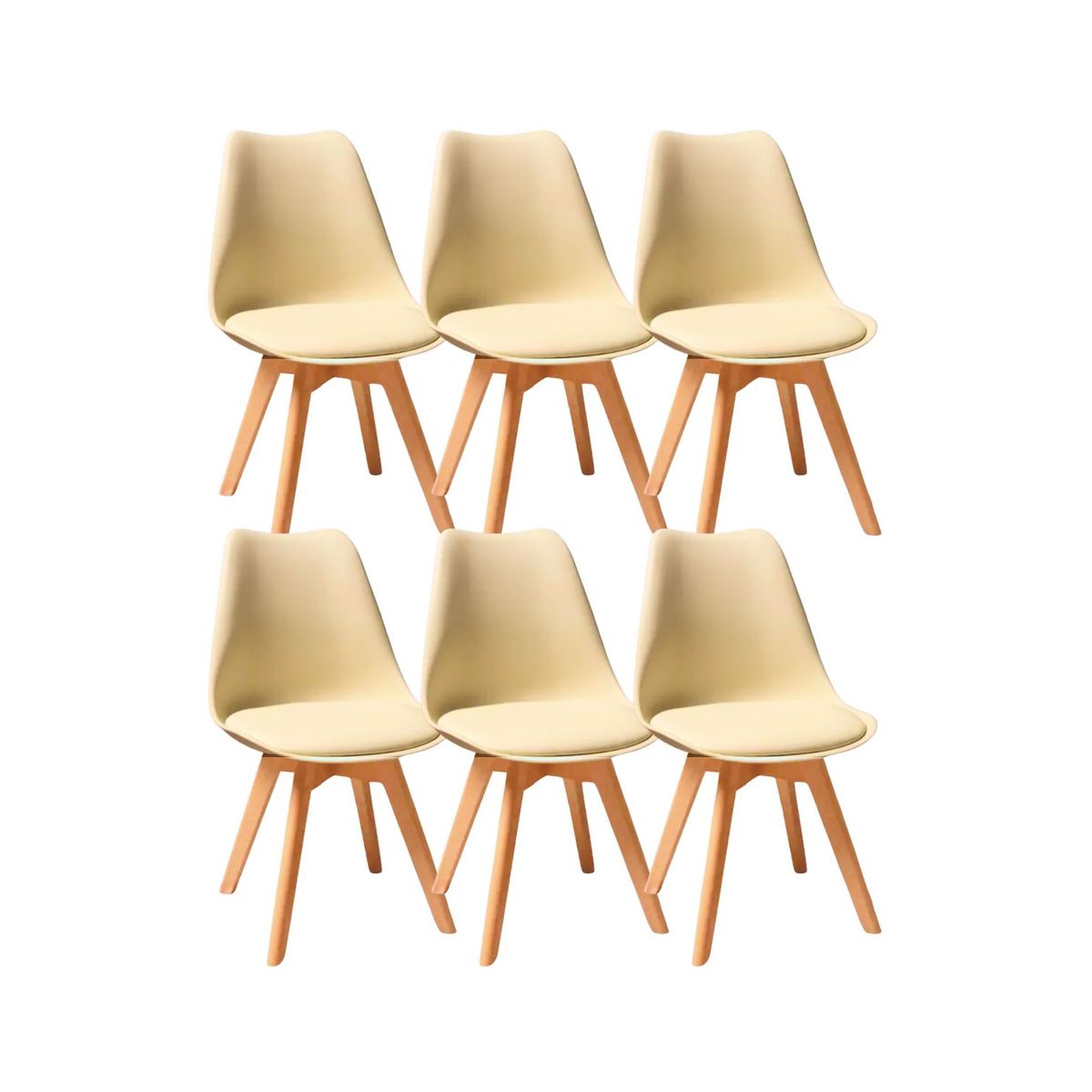 HABITA2 CHILE - Pack de 6 sillas de comedor acolchada Tulip Crema